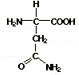 Chemical structure of asparagine (C4H8N2O3)