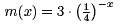 D. m(x) = 3*(1/4)^-x